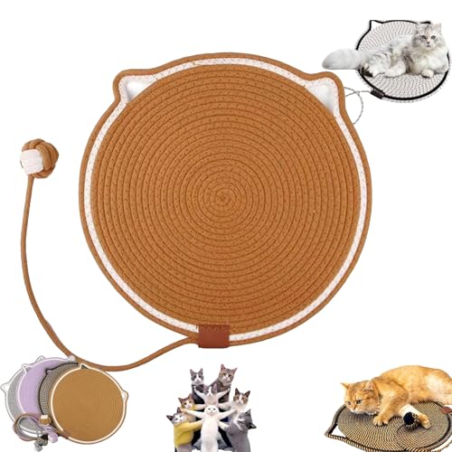 Celery Pets Dual Scratching Pad, Cat Scratching mat Natural Cotton Rope Cat Scratching Pad, Scratching Pads for Indoor Cats, Large Size Cat Bed Cat Scratching Pad with Cat Toy (42cm/16.5in,D) von YOHFRFGX