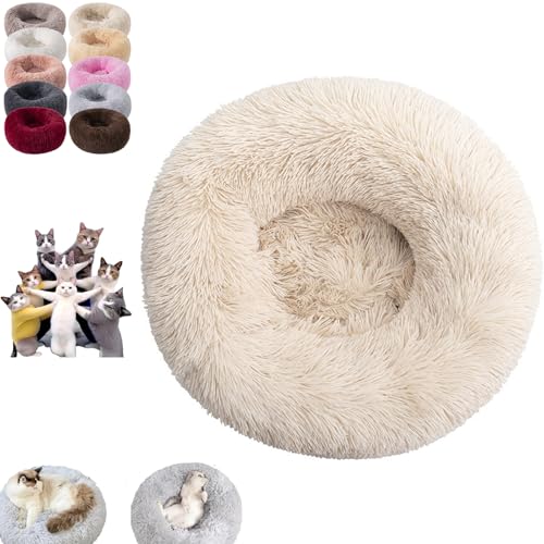 Furry Cat Donut, Furry Donut Cat, Cat Donut Bed, Washable Anti-Anxiety Donut Dog Cuddler Bed, Non-slip Bottom Winter Pet Plush Bed, Round Cat Bed Pet Mattress Warm Comfortable (2XL,Light brown) von YOHFRFGX