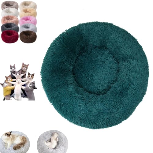 Furry Cat Donut, Furry Donut Cat, Cat Donut Bed, Washable Anti-Anxiety Donut Dog Cuddler Bed, Non-slip Bottom Winter Pet Plush Bed, Round Cat Bed Pet Mattress Warm Comfortable (70*70cm(28*28in),Blue) von YOHFRFGX