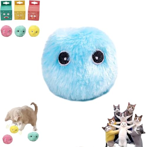 Smart Cat Toy Ball, Smart Interactive Ball Toy for Cat, Smart Cat Toy Ball Electronic Interactive Pet Toy, Pet Product Squeak Toy Ball, Moving Bouncing Rolling Interactive Ball Toy for Cat (Blue) von YOHFRFGX