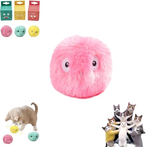 Smart Cat Toy Ball, Smart Interactive Ball Toy for Cat, Smart Cat Toy Ball Electronic Interactive Pet Toy, Pet Product Squeak Toy Ball, Moving Bouncing Rolling Interactive Ball Toy for Cat (Pink) von YOHFRFGX