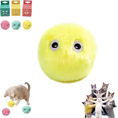 Smart Cat Toy Ball, Smart Interactive Ball Toy for Cat, Smart Cat Toy Ball Electronic Interactive Pet Toy, Pet Product Squeak Toy Ball, Moving Bouncing Rolling Interactive Ball Toy for Cat (Yellow) von YOHFRFGX