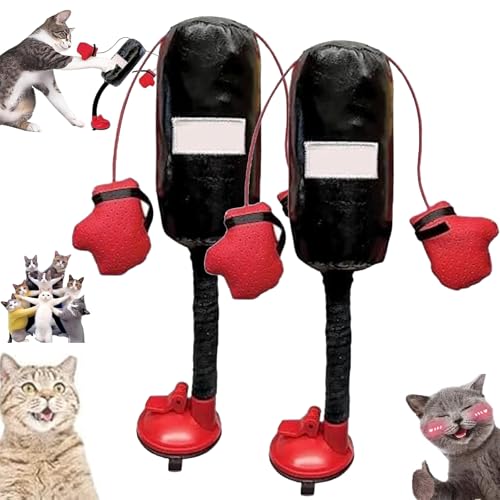 YOHFRFGX Cat Punching Bag Toy, Mini Boxing Punching Bag Cat Toy, Interactive Kitten Toys Punching Bag, Cat Boxing Gloves Toy, Cat Boxing Toy, Punching Bag Play Gym for Kittyweight Champions (2pcs) von YOHFRFGX