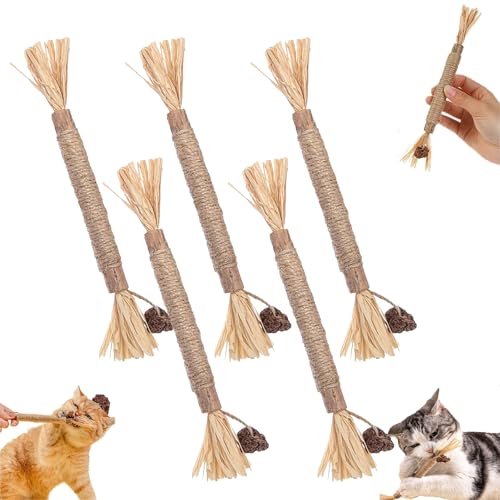 YOHFRFGX Nylatails Silvervine Dental Stick, Nyla Tails Cat Chew Stick, Nylatails Natural Silvervine Dental Sticks Cat Toys, Nylatails Silvervine Sticks Chew Toys for Teeth Cleaning (22cm/8.7in,5 pcs) von YOHFRFGX