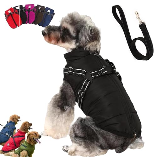 YOHFRFGX Pawbb Dog Jacket, Pawbb - Waterproof Winter Jacket with Built-in Harness, Furry King Dog Winter Coat with Harness, Dog Winter Jacket with Warness, for Small Medium Large Dog (2XL,Black) von YOHFRFGX