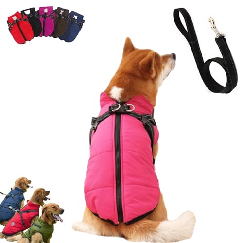 YOHFRFGX Pawbb Dog Jacket, Pawbb - Waterproof Winter Jacket with Built-in Harness, Furry King Dog Winter Coat with Harness, Dog Winter Jacket with Warness, for Small Medium Large Dog (2XL,Dark pink) von YOHFRFGX