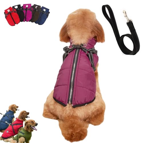 YOHFRFGX Pawbb Dog Jacket, Pawbb - Waterproof Winter Jacket with Built-in Harness, Furry King Dog Winter Coat with Harness, Dog Winter Jacket with Warness, for Small Medium Large Dog (2XL,Purple) von YOHFRFGX