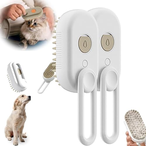 YOHFRFGX Pente Spritz Defur, 2024 Novo Pente Spritz Defur para Gatos, Escova de Gato de Água 3 em 1, Escova de Limpeza para Remover Cabelos Emaranhados e Soltos (White 2pcs) von YOHFRFGX