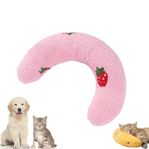 YOHFRFGX Plinko Dog Pillow, Plinko Dog Pillow Toy, U Shaped Dog Neck Pillow, Cat Calming Pillow, Cat Calming Pillow, Sleeping Improve, Ultra Soft Half Donut Pillow Pet (Pink) von YOHFRFGX