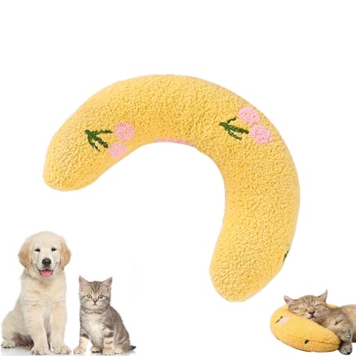 YOHFRFGX Plinko Dog Pillow, Plinko Dog Pillow Toy, U Shaped Dog Neck Pillow, Cat Calming Pillow, Cat Calming Pillow, Sleeping Improve, Ultra Soft Half Donut Pillow Pet (Yellow) von YOHFRFGX