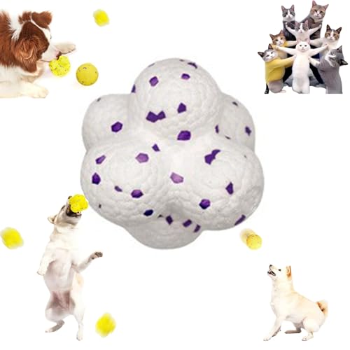 YOHFRFGX The Mellow Dog Calming Ball, Mellow Dog Calming Ball, Chewer Calming Ball Dog Toys, Durable Dog Chew Balls for Aggressive Chewers for Any Size Dog (Molecular Ball,White) von YOHFRFGX