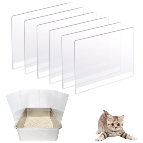 6 x Katzentoilette, transparent, leicht zu reinigen, Spritzschutz für offene Katzentoilette, 37,8 x 29,5 cm, Katzentoilette nicht im Lieferumfang enthalten von YOILES