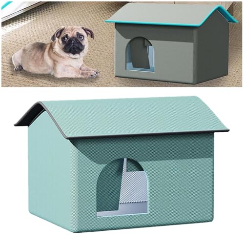 Kühlhaus für Haustiere, Hundehütte, langlebiges Katzenkühlhaus, 360 Grad umfassende Kühlung, wasserdichtes Katzen-/Hundezelt (Blau, L (Haustiere bis 18 kg)) von YOMACY