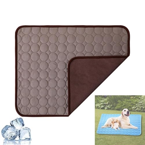 YOMACY Chillpaw Chill Paw Kühlkissen für Haustiere, waschbar, Eisseide, Isomatte für kleine, mittelgroße und große Hunde, Katzen, Kühldecke für Hunde (Braun, L) von YOMACY