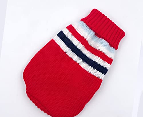 Warme Hundekleidung für kleine und mittelgroße Hunde, gestrickter Katzenpullover, Kleidung für Chihuahua, Bulldoggen, Welpenkostüm, Mantel, rot gestreift, Größe XL von YOND