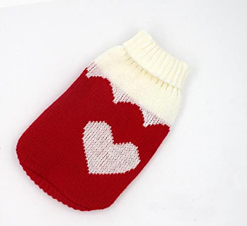 Warme Kleidung für kleine und mittelgroße Hunde, Winter, Weihnachten, Hundepullover, Kleidung, Strickkostüm, Mantel, Cartoon-Druck, Rot, Herz, Größe XS von YOND