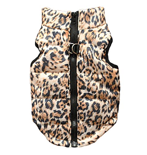 Warme Hundekleidung für kleine Hunde Winddicht Winter Haustier Hund Mantel Jacke Gepolsterte Kleidung Welpe Outfit Weste Yorkie Chihuahua Kleidung-Leopard Print, L von YONY