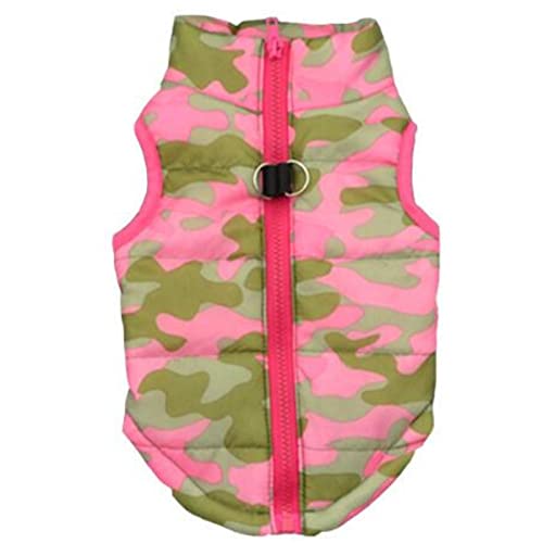 Warme Hundekleidung für kleine Hunde Winddicht Winter Haustier Hund Mantel Jacke Gepolsterte Kleidung Welpe Outfit Weste Yorkie Chihuahua Kleidung-Rosa Camouflage, L von YONY