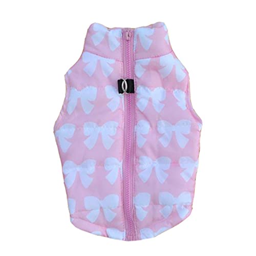 Warme Hundekleidung für kleine Hunde Winddicht Winter Haustier Hund Mantel Jacke Gepolsterte Kleidung Welpe Outfit Weste Yorkie Chihuahua Kleidung-Rosa Schleife, XS von YONY