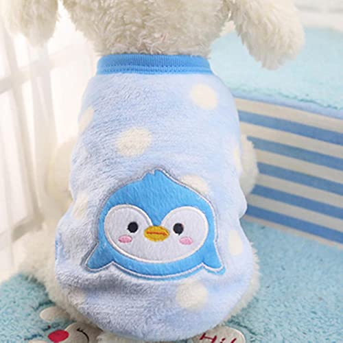 YONY Cartoon Fleece Haustier Hundekleidung Für kleine Hunde Mantel Jacke Winter Warme Haustierkleidung Für Hundekleidung Pullover Chihuahua Kleidung-Blauer Pinguin, L für 4,25-6 kg von YONY