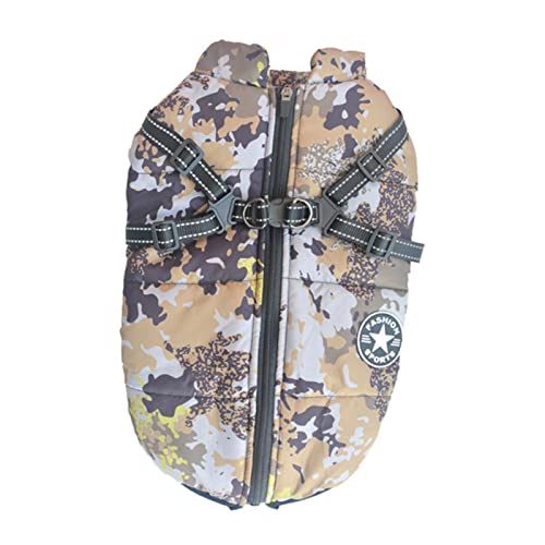 YONY Große Haustier Hundejacke mit Geschirr Winter Warme Hundekleidung-Camouflage,2XL von YONY