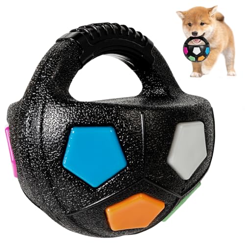 YOOGAO Pet Hundespielzeugball mit Griff, Wurf- und Apportierspiel, interaktiver Ball für Hunde, quietschend schwimmend (Schwarz) von YOOGAO Pet