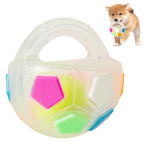 YOOGAO Pet Hundespielzeugball mit Griff, Wurf- und Apportierspiel, interaktiver Ball für Hunde spielen, quietschend schwimmend (transparent) von YOOGAO Pet