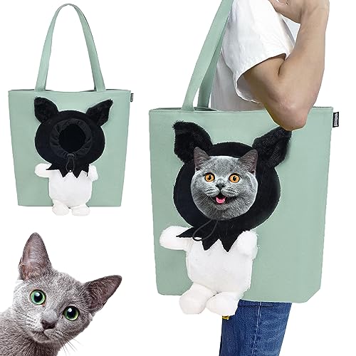 YOOLEETC Kawaii Kaninchen geformte Show Kopf Haustier Leinwand geformte Umhängetasche, Haustier Out Tasche, Aufschluss, Haustier Out Umhängetasche (Niedliches Kaninchen) von YOOLEETC