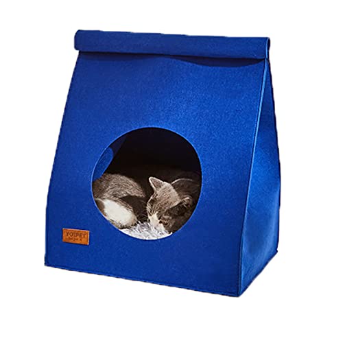 YOPOIY Katzen-Schlafsack-Höhle für drinnen und draußen, mit Kratzmatte, mit abnehmbarem Baumwollpolster, superweich, beruhigendes Haustier-Sofa von YOPOIY