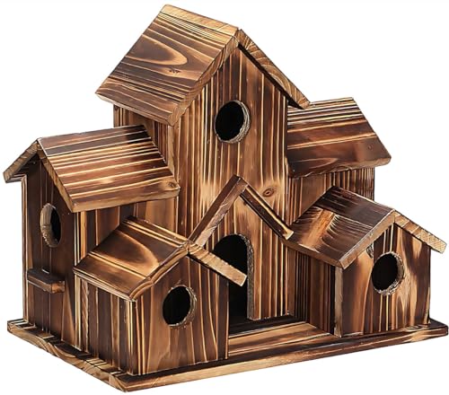 Vogelhaus aus Holz, Vogelhaus zum Aufhängen, einzigartige Neuheit, Vogel-Nistkasten, Gartendekorationen, Vogelhäuser für den Garten, geeignet für viele verschiedene Arten von Gartenvögeln von YOPOTIKA