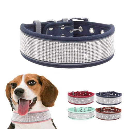 Ausgefallenes Hundehalsband für große Hunde, hübsches glitzerndes Hundehalsband, Strass, glitzernd, Kristall, weich, für kleine, mittelgroße und große Hündinnen, L breit, 5,1 cm von YOUALSO