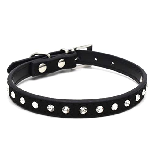 Halsband für kleine Hunde mit Kristalldiamanten, bunt, glitzernd, für kleine Katzen, Schwarz, Größe XS von YOUALSO