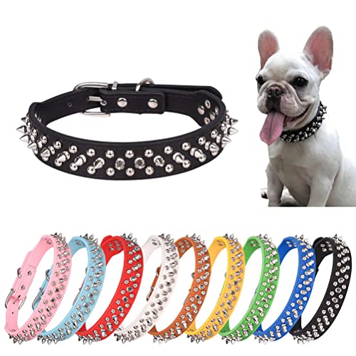 Hundehalsband Mit Leder Stacheln, Spike Katzenhalsband Mit Nieten, HalsbäNder Für Haustiere Welpe Hunde Schwarz Mittel von YOUALSO