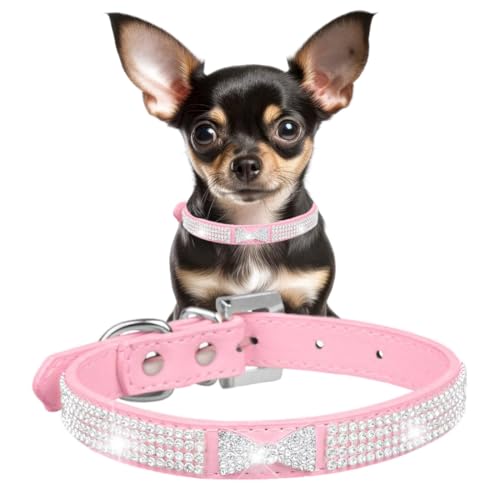 Hundehalsband mit Glitzersteinen, glitzernde Kristalle, für Mädchen, Welpen, Halsbänder für XXS, XS, kleine, mittelgroße Rassen, Hündinnen, Hunde, Katzen, Größe XS von YOUALSO