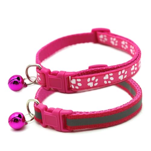 Hundehalsband mit Glöckchen, 2 Stück, Basic & Reflektierendes Mädchen-Welpenhalsband mit Glöckchen für XXS, XS, kleine Haustiere, Hündinnen, kleine Katzen, Größe S von YOUALSO