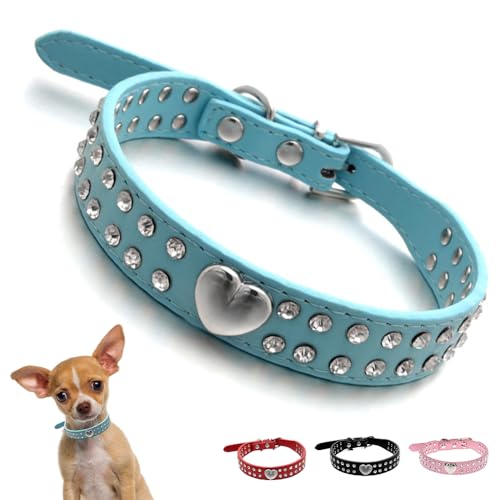 Hundehalsband, für Mädchen, Herz-Strass, Kätzchen-Halsband, schicker Kristall, Glitzer, hübsches Schmuckstück, weiblich, glitzernd, Diamant-Welpenhalsband für XXS, XS, S, M, für Hunde, Katzen, Größe von YOUALSO