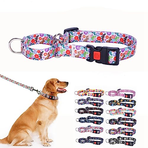 Martingale-Halsband für Hunde, für große, mittelgroße und kleine Rassen, rutschfest, kein Entkommen, begrenzte Würgeklemme, große Welpen, Haustier-Halsbänder mit Schnellverschluss-Schnalle mit Schloss von YOUALSO