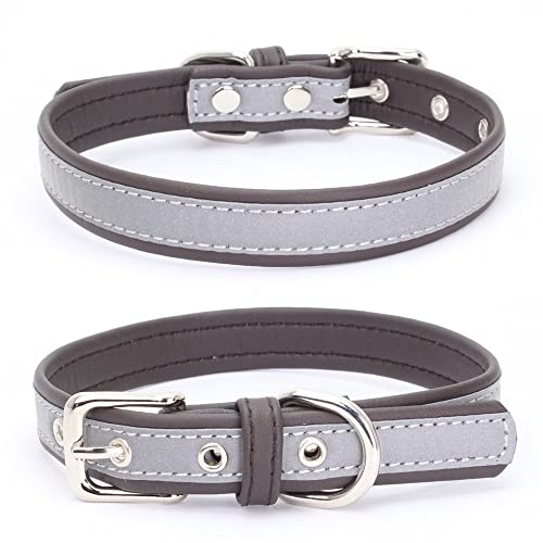 Reflektierendes Hundehalsband für kleine Hunde, sicherer bei Nacht, für Mädchen, Katzen, Dunkelbraun, Größe L von YOUALSO