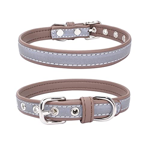 Reflektierendes Hundehalsband für kleine Hunde, sicherer bei Nacht, für Mädchen, Katzen, Hellbraun, Größe XS von YOUALSO