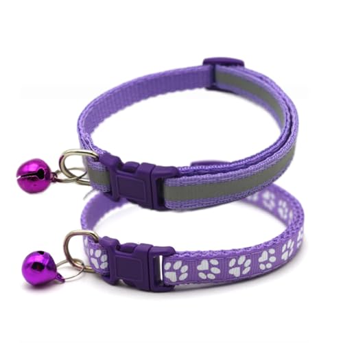 Welpenhalsband mit Glöckchen, 2er-Pack, einfaches und reflektierendes Katzenhalsband mit Glöckchen für XXS, XS, kleine Haustiere, Hündinnen, kleine Kätzchen, Mädchen, Tier, Halsumfang 17,8–30,5 cm, von YOUALSO