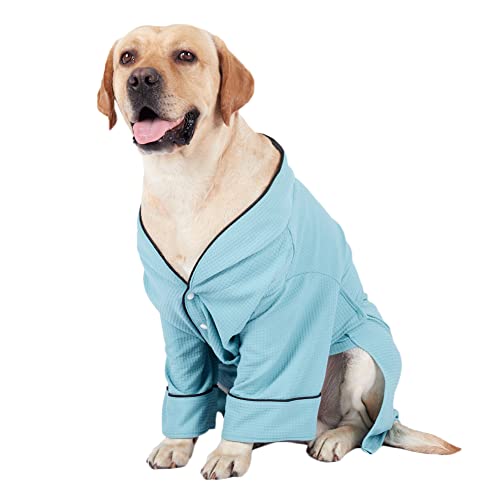 Haustier-Pyjamas, Schlafanzug für Hunde Bademantel Feuchtigkeit Schnell Trocknend Hundehemden Bekleidung Nachtwäsche Pyjama für mittelgroße und große Hunde,Blau,3XL von YOUCAI