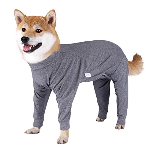 Hundebekleidung Haustier Große Hunde Langärmelig Overall Nachtwäsche Onesie Hundepyjamas für mittelgroße Hunde Große Hunde Indoor Outdoor,Grau,3XL von YOUCAI