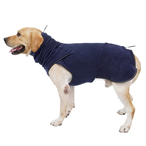 Hundeweste aus weichem warmem Fleece für kleine mittelgroße und Große Hunde, für kalte Wintertage - Hundepullover Fleecejacke Wintermantel,Marine,L von YOUCAI