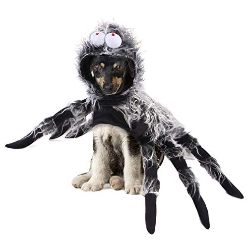 YOUCAI Halloween Haustier Kostüm Hund Katzen Kleidung Hundekleidung Plüsch Spinne Kostüm Cosplay Party Haustier Kleidung für Kleine Mittel Große Hunde Katzen,Schwarz,S von YOUCAI