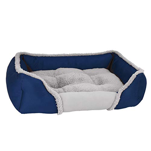 YOUCAI Haustierbett für Katzen und Hunde Rechteck Hundebett mit Wendekissen Sanft Hundekörbchen Hundesofa Hundekorb Bezug Abnehmbar Waschbar,Blau 2，XL von YOUCAI