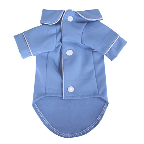 YOUCAI Hunde Hemd Haustier Hemd mit Hose Haustieroverall Hundekleidung Katzen Kleidungs Weich und Bequem Schlafanzug Hund Katze Kostüm,Blau,XS von YOUCAI