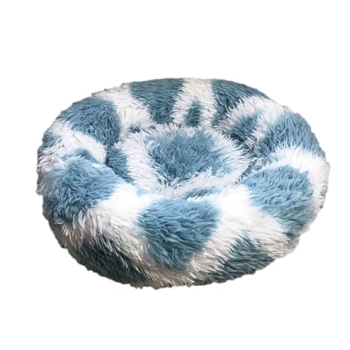 YOUCAI Hundebett Rund Hundekissen Hundesofa Katzenbett Fauschig Kuscheliges Plüsch Haustierbett Hundekissen Waschbar Katzenbett für Kleine, Mittelgroße Große Haustiere,A-Blau,100cm von YOUCAI