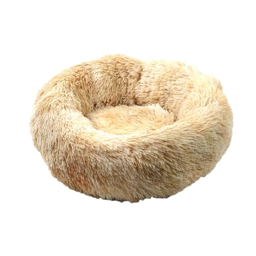 YOUCAI Hundebett Rund Hundekissen Hundesofa Katzenbett Fauschig Kuscheliges Plüsch Haustierbett Hundekissen Waschbar Katzenbett für Kleine, Mittelgroße Große Haustiere,B-Gelb,40cm von YOUCAI