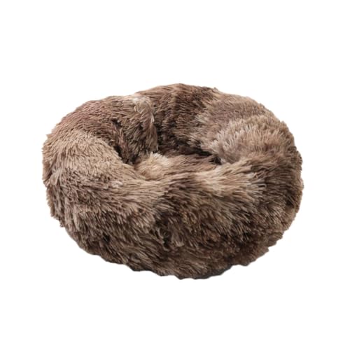 YOUCAI Hundebett Rund Hundekissen Hundesofa Katzenbett Fauschig Kuscheliges Plüsch Haustierbett Hundekissen Waschbar Katzenbett für Kleine, Mittelgroße Große Haustiere,B-Kaffee,100cm von YOUCAI