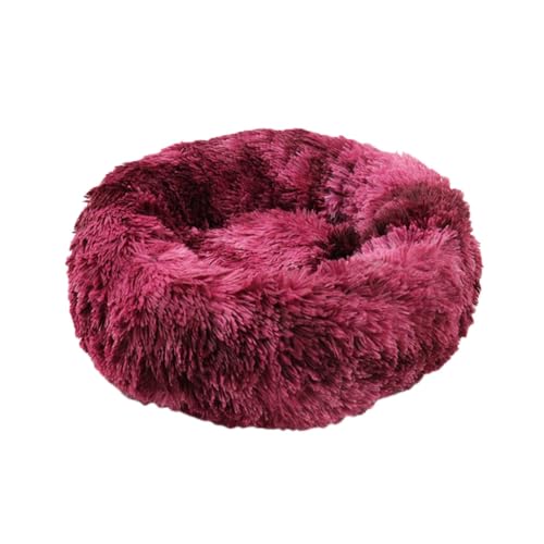 YOUCAI Hundebett Rund Hundekissen Hundesofa Katzenbett Fauschig Kuscheliges Plüsch Haustierbett Hundekissen Waschbar Katzenbett für Kleine, Mittelgroße Große Haustiere,B-Rot,40cm von YOUCAI